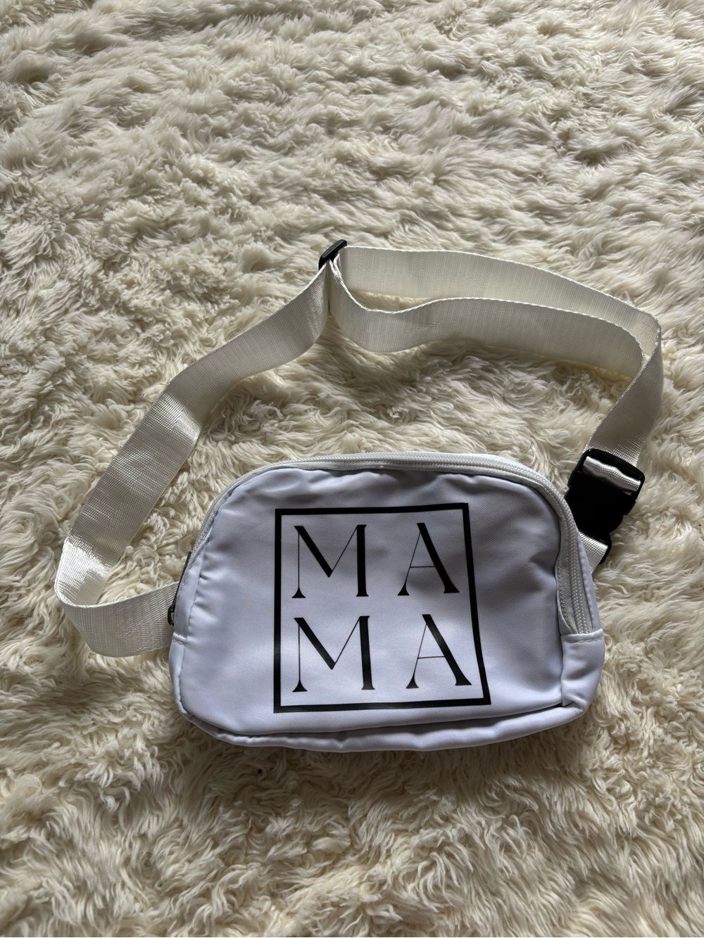 MAMA White Graphic Belt Bag